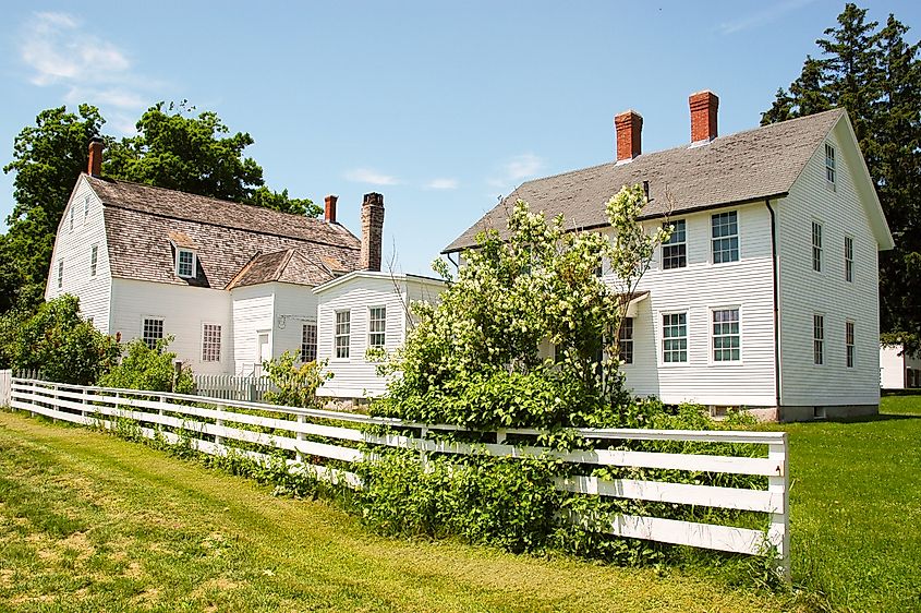 Historic buildings in the Canterbury Shaker Village in New Hampshire.