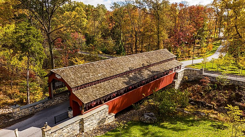 The Burr Truss Covered Bridge in Elizabethtown, Pennsylvania.