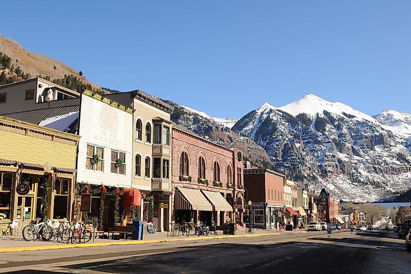 View of downtown Telluride in Colorado.