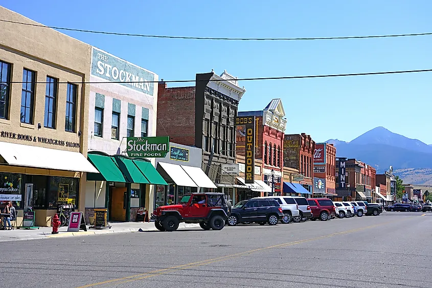 View of downtown Livingston, Montana.