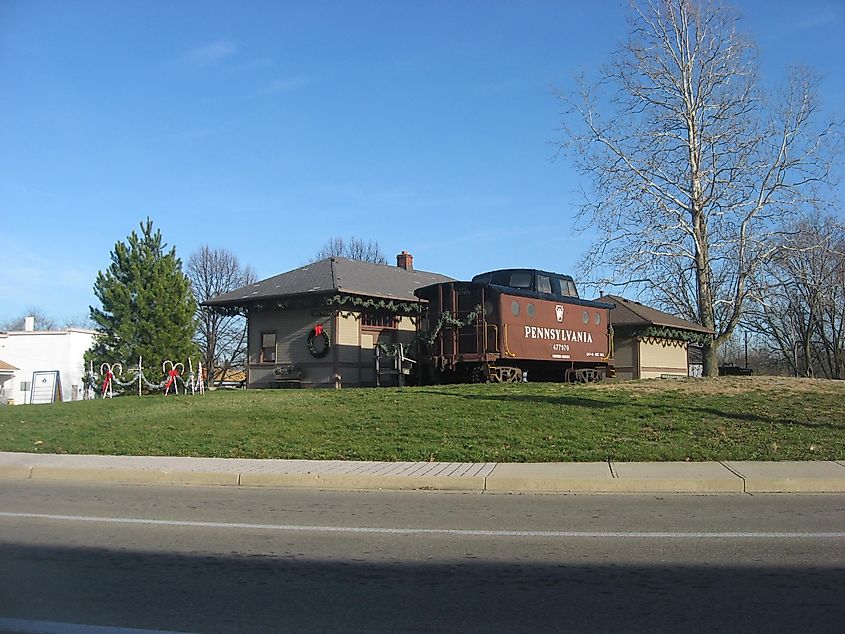 View from the west of the Trotwood Railroad Station, located at 2 E. Main Street in Trotwood, Ohio, United States.