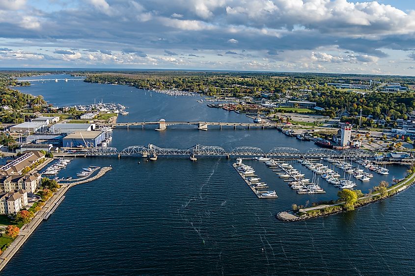 Aerial view of historic Sturgeon Bay, Wisconsin