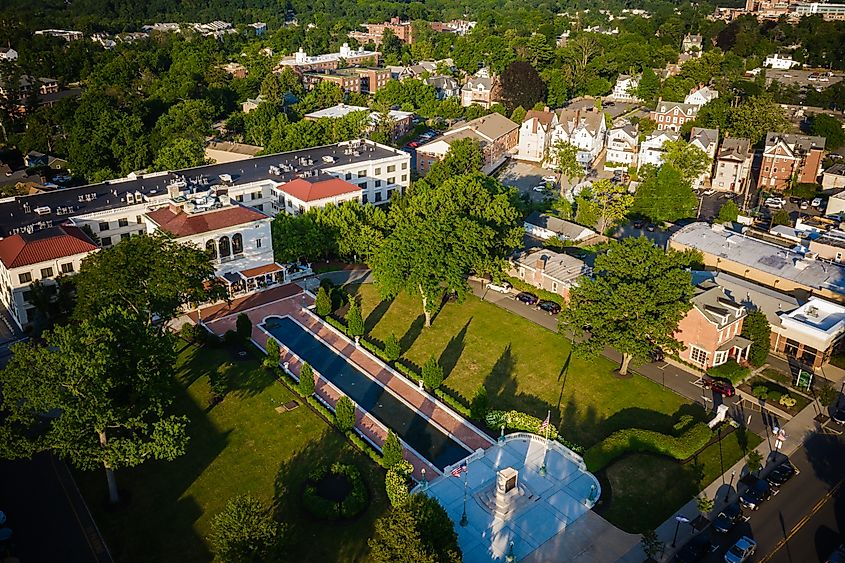 Aerial of Morristown, New Jersey.