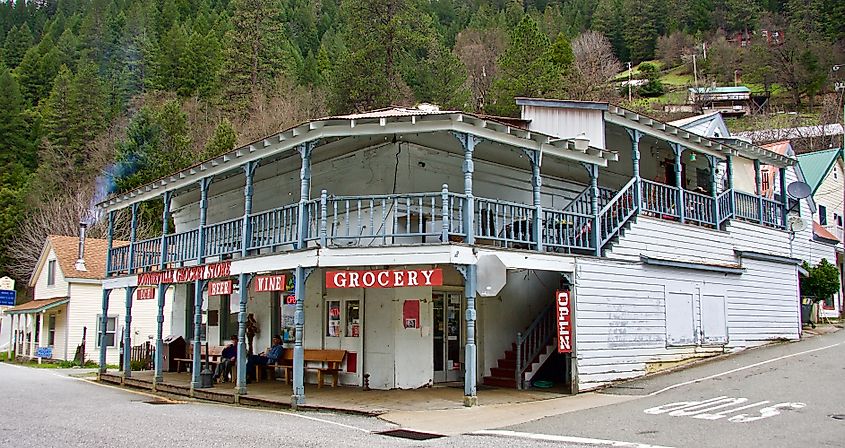 Historic wooden building in Downieville, California