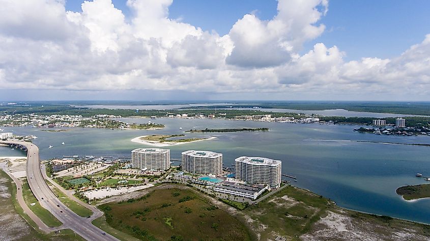 Aerial view of Orange Beach, Alabama.