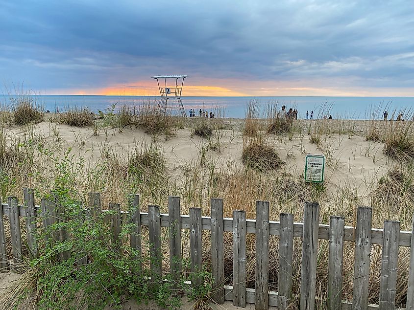 The sun sets on a beautiful beach day in Grand Bend, Ontario