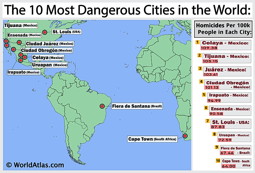 The Most Dangerous Cities In The World Worldatlas