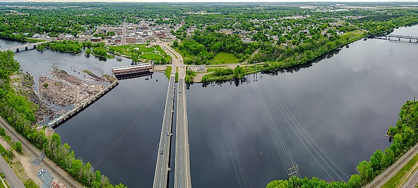 Aerial view of Chippewa Falls, Wisconsin.