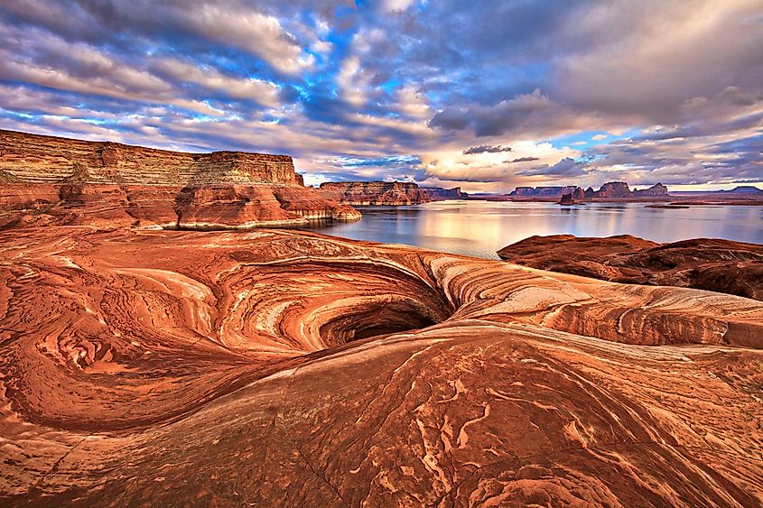 Rock formation along shores of Lake Powell, Arizona