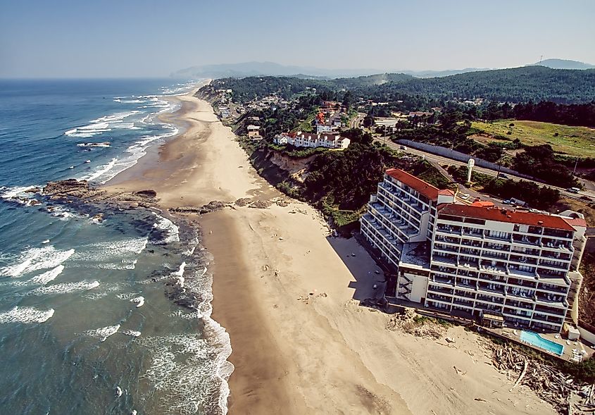 Aerial image of Lincoln City and area Oregon, USA.