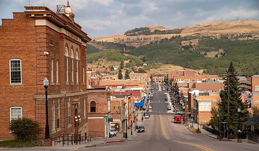 Downtown street in Cripple Creek, Colorado.