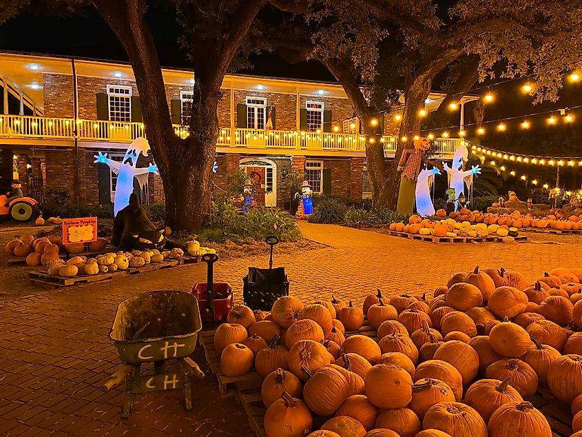 A house decorated for Halloween in New Orleans, Louisiana.