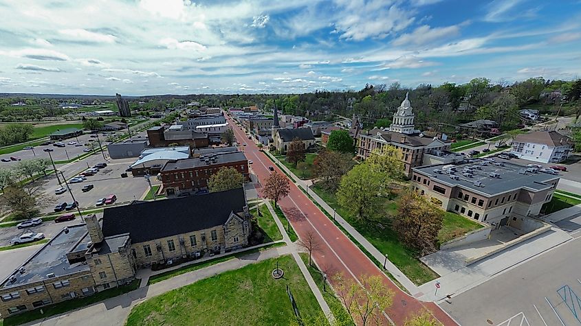 Aerial view of Ionia, Michigan.