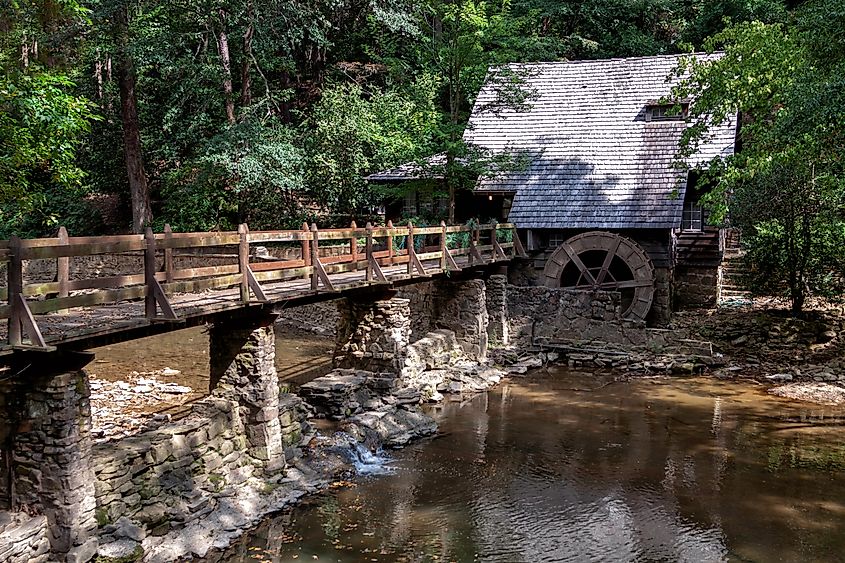 Shades Creek Grist Mill and bridge in Mountain Brook, Alabama.