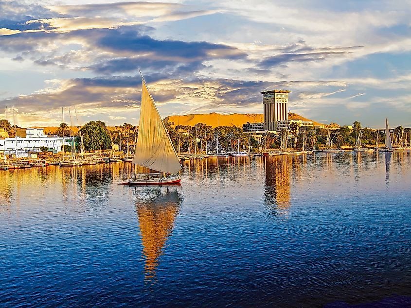 Luxor on the River Nile is a popular spot for tourist boats to moor before cruising along the Nile