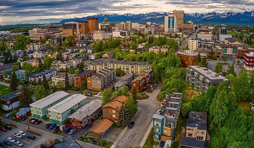 Downtown Anchorage, Alaska skyline.