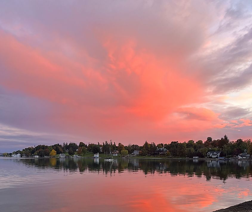 Reflection on the lake in Skaneateles, New York