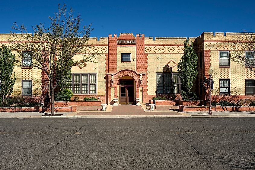 Montrose City Hall, listed on the National Register of Historic Places, in Montrose, Colorado.