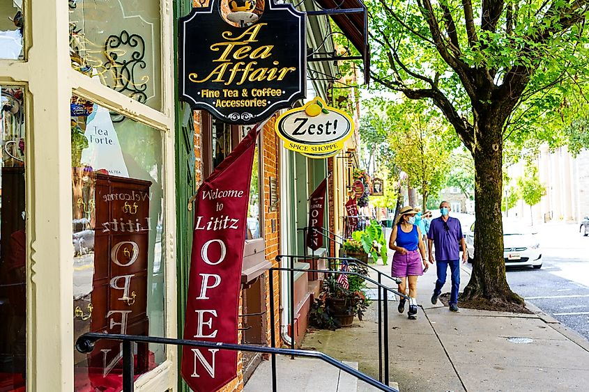 Named the Coolest small town in America, Lititz features small shops and restaurants in its downtown area. Editorial credit: George Sheldon / Shutterstock.com