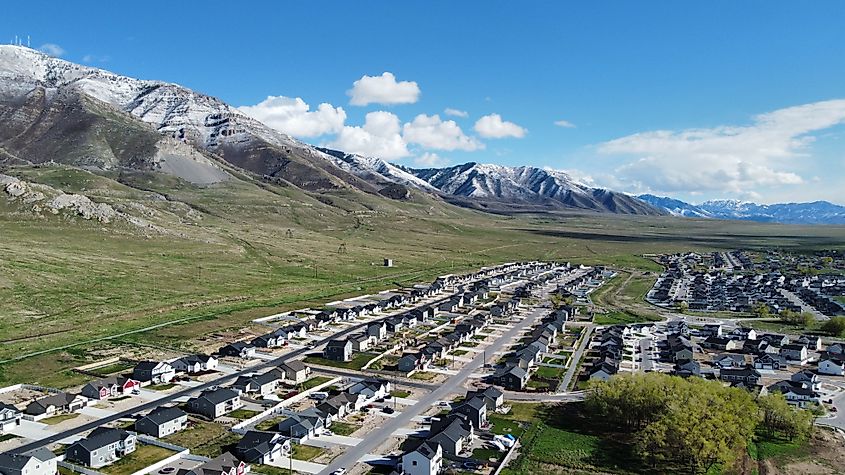 Aerial view of beautiful Lake Point, Utah