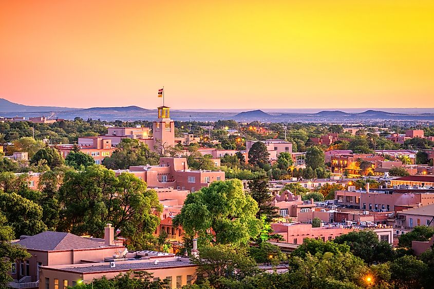 Downtown skyline of Santa Fe, New Mexico.