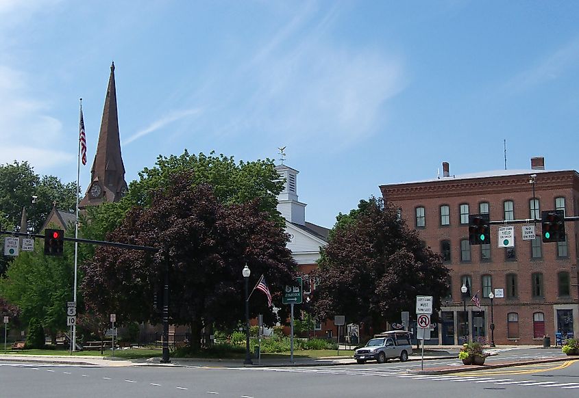 View of downtown Greenfield, Massachusetts.