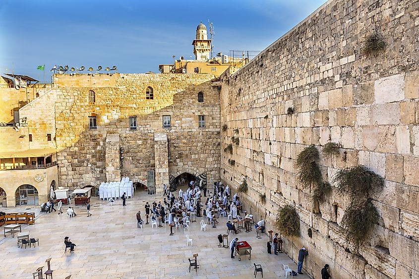 Praying at Jerusalem's Western Wall, built around 19 BCE by Herod the Great.