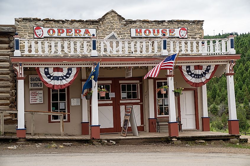 Old historical Opera House in Virginia City, Montana.