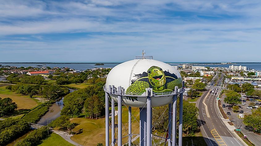 Aerial view above Dunedin, FL