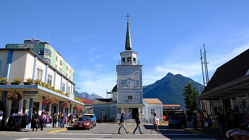 An Orthodox church in downtown Sitka, Alaska