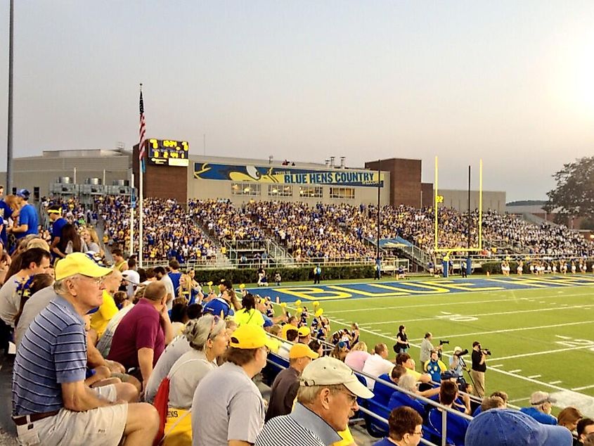 A crowded Delaware Stadium during a match