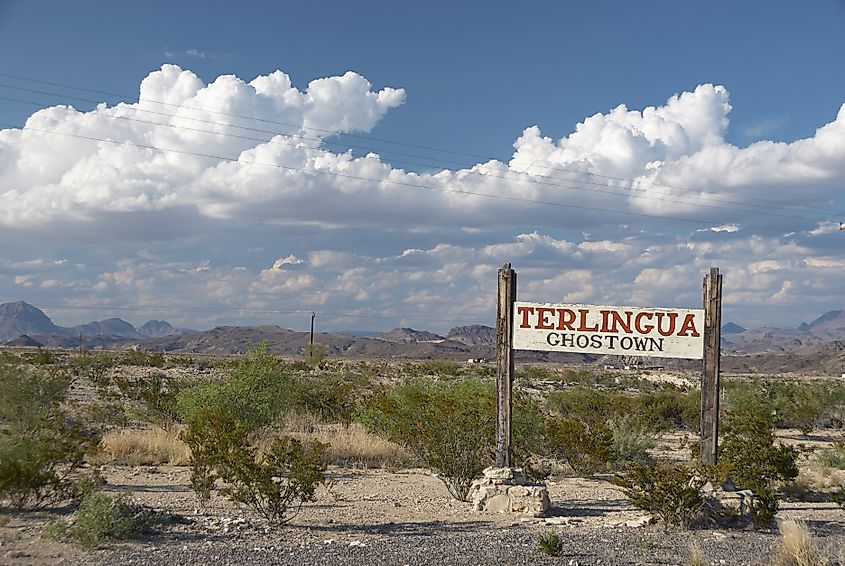 Road sign of Terlingua Ghost Town, Big Bend National Park, Texas