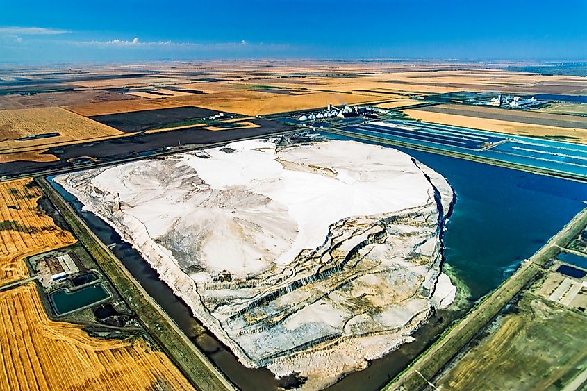 Aerial view of a potash mine in Belle Plaine, Saskatchewan, Canada.