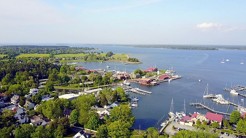 Aerial view of St. Michaels, Maryland