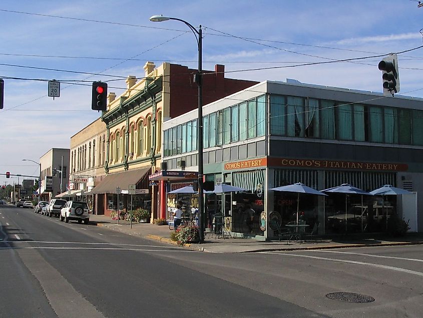 Downtown street in Pendleton, Oregon.