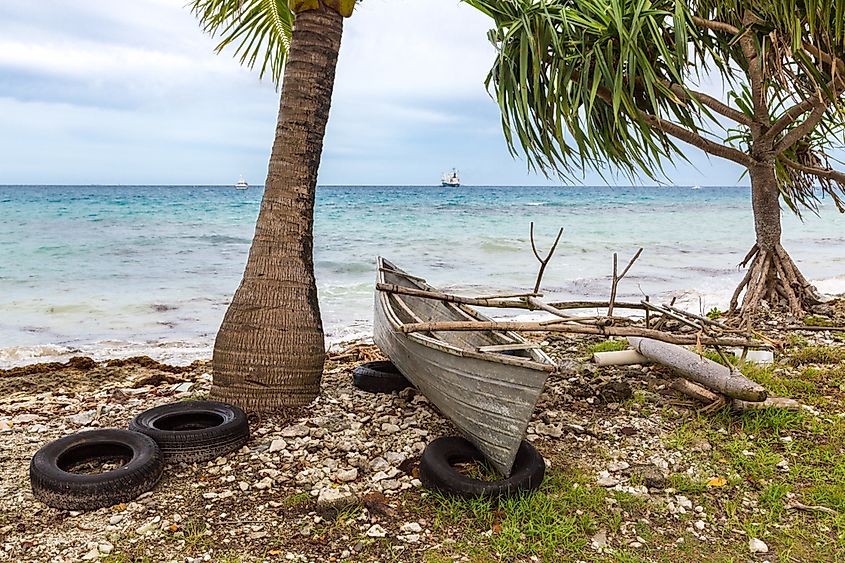 Fishing boats in Tuvalu.