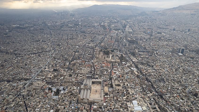 Cityscape of Damascus during cloudy weather.