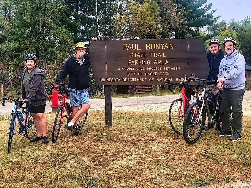 Paul Bunyan Trailhead sign in Hackensack, Minnesota