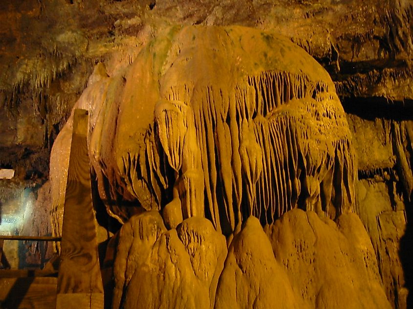 Cave formations in the Lost World Caverns in West Virginia