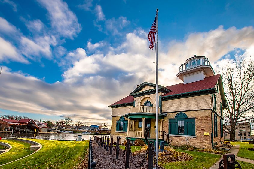 View of Michigan City, Indiana, USA.