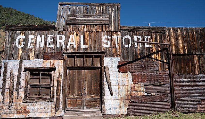 Abandoned General Store building, in the ghost town of Mogollon, New Mexico.