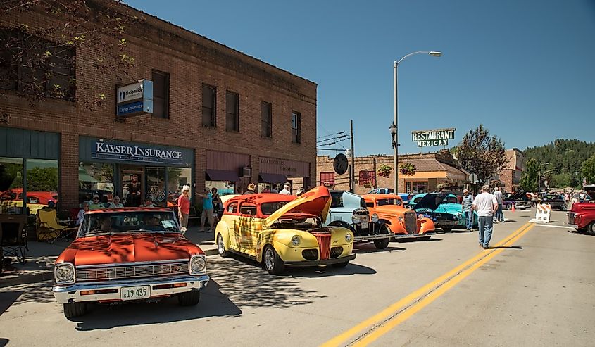 Spectators at the Rod Benders Car Club annual June show, the Borders 3 Jamboree in Bonners Ferry, Idaho.