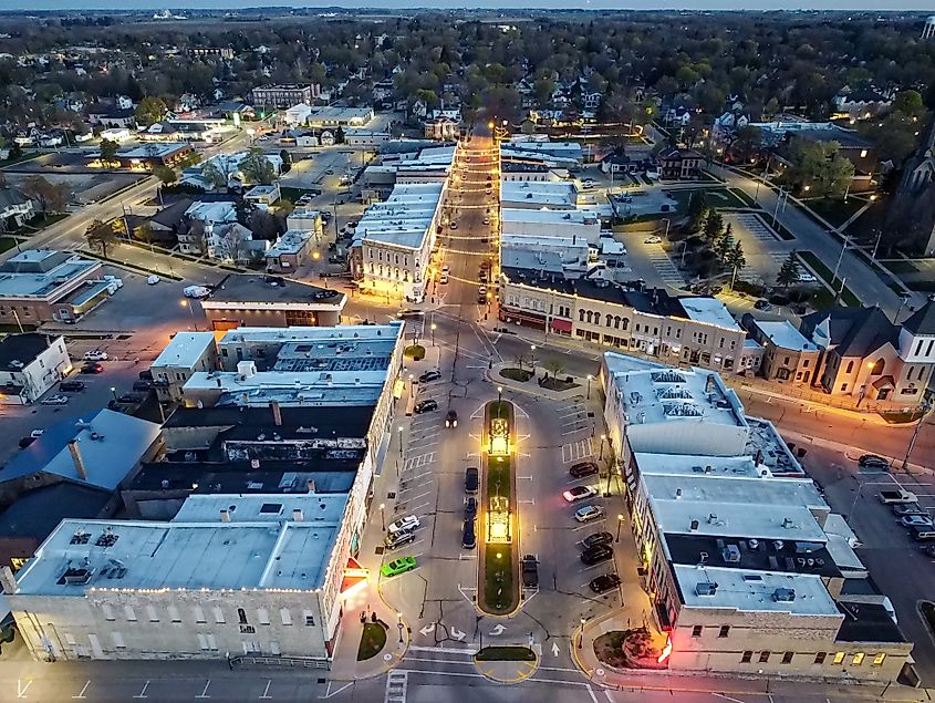 Aerial view of downtown Ripon