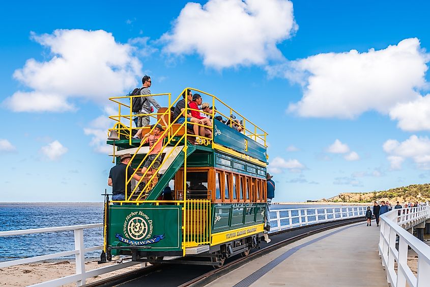 Trolley with tourists in Victor Harbor, South Australia