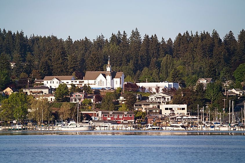 The beautiful skyline of Poulsbo, Washington.