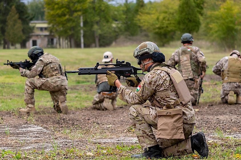 Hungarian soldiers participating in a training exercise. Credit Shutterstock: GTS Productions.