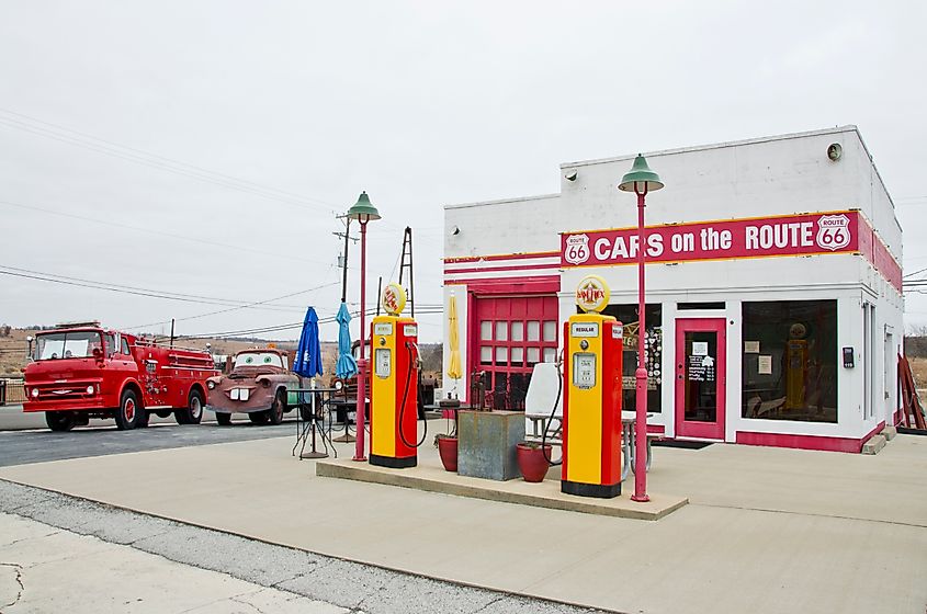 This little gas station turned shop and deli is about all that exists of Route 66 in Kansas.