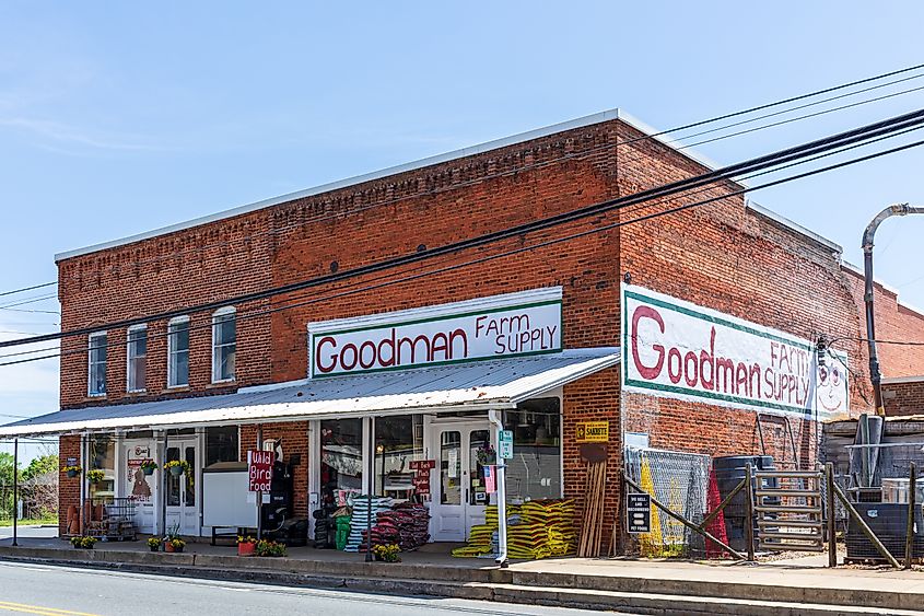 Goodman Farm Supply in downtown China Grove. Editorial credit: J. Michael Jones / Shutterstock.com