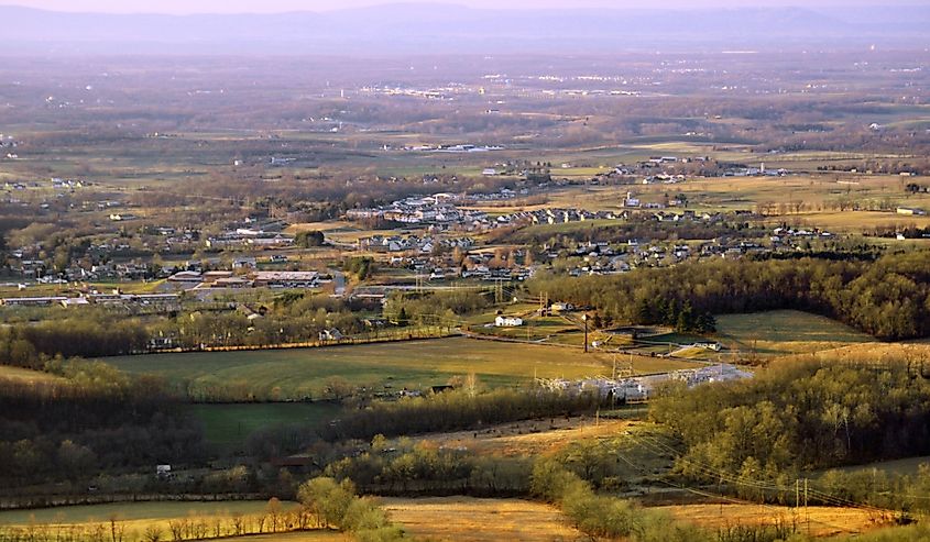View of Boonsboro, Maryland from South Mountain