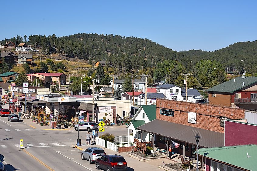 Aerial view of Hill City, South Dakota.